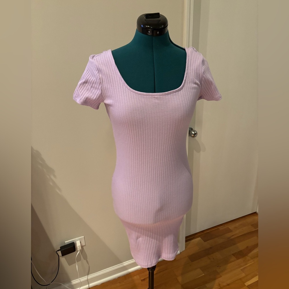 Wild Fable Size Small Lilac Ribbed Short Sleeve Bodycon Dress
